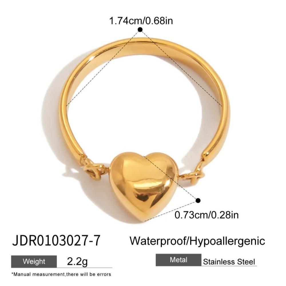 Fashion Creative Two Colors Stainless Steel Smooth Surface Heart-shaped Reversible Rings for Women Friend Simple Funny Jewelry