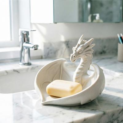 3D Printed Dragon Storage Tray Jewelry Trinkets Keys Dish Container Holder Home Office Winged Dragon Desktop Decoration Ornament