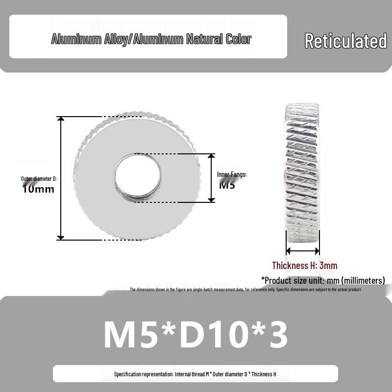 Aluminum Alloy Hand-Tightened Knurled Nut Adjustment Lock Gauge M3-M8