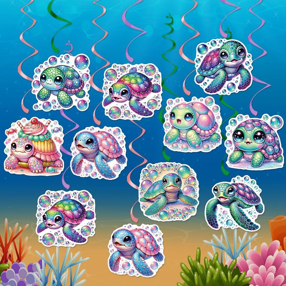 Sea Birthday Turtle Party Decor Spiral Hanging Ornaments For Ocean Theme Events