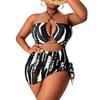 2024 Übergröße Mesh Dreiteiliger Neckholder Bikini und Einteiler Badeanzug für Frauen