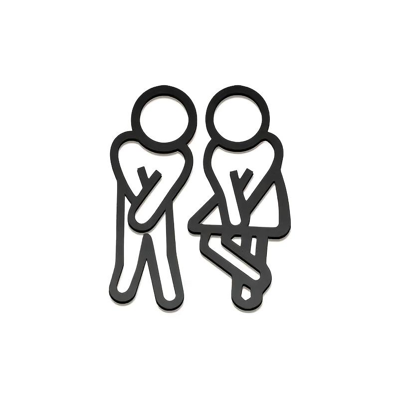 

2 Acrylic Mirror Wall Stickers for Restrooms, Featuring Creative Male And Female Figures As Bathroom Signs чёрный