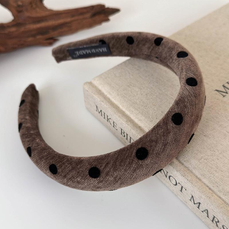Autumn Winter Velvet Polka Dot Headband for Woman Girl Temperament Hair Hoop Wide Sponge Hair Band Lady Fashion Hair Accessories