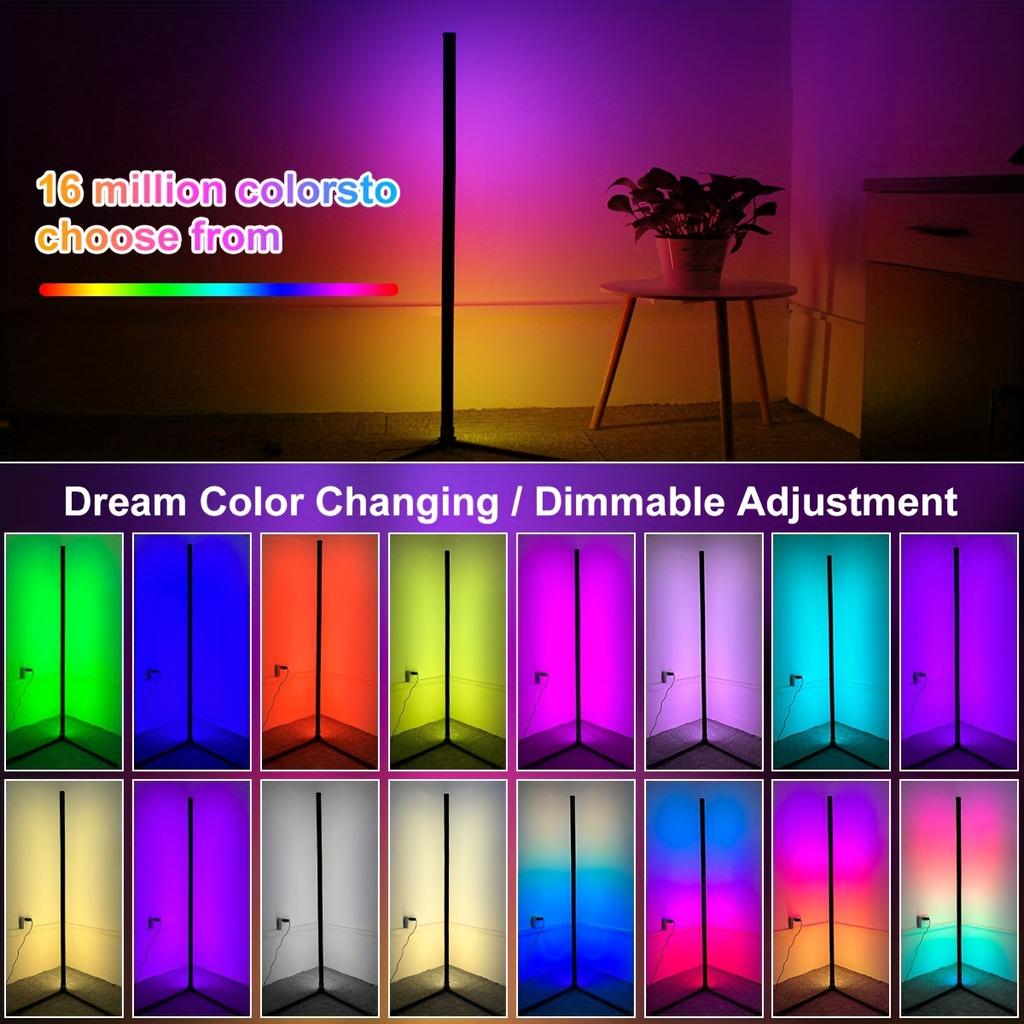 160cm Smart LED Light Bar Lighting Strip RGB Mood Light Dimmable Corner Floor Lamp for Bedroom Gaming Living Room Home Decor