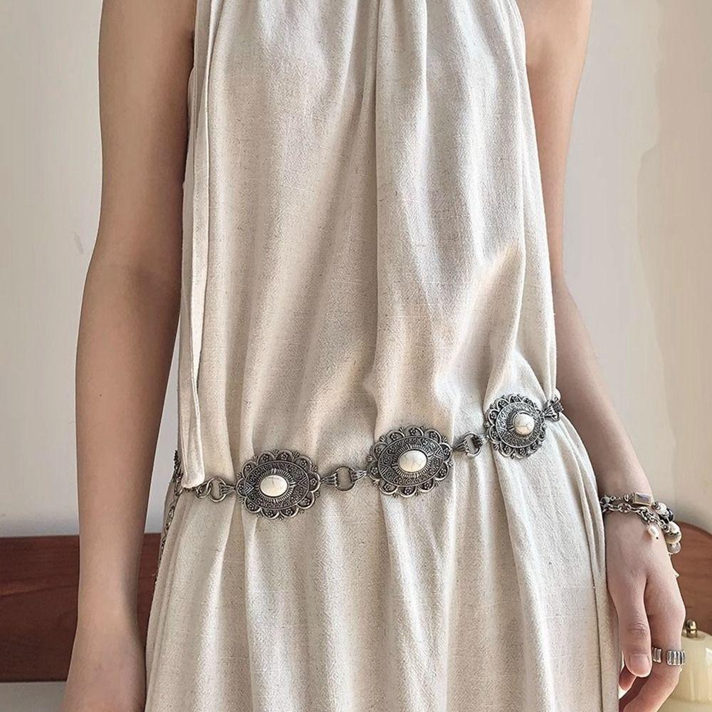 Flower Bohemian Style Waistband Jeans Decor Ethnic Style Belt Metal Waist Chain  Beach Accessories