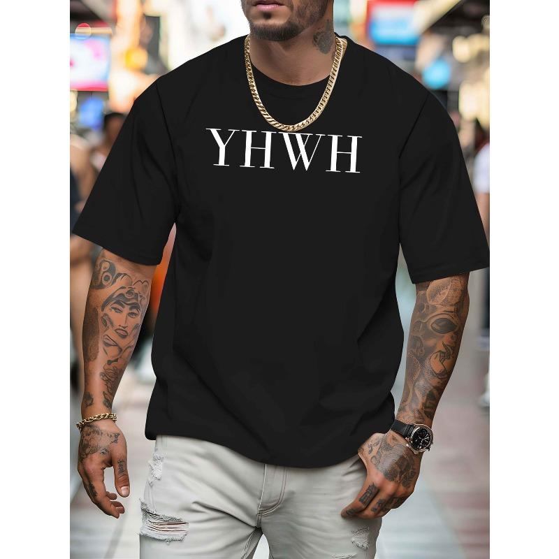 YHWH New Men'S Short-Sleeve T-Shirt, a Trendy Summer Top with Print Designs, for Casual Wear, Featuring a Round Neck And Breathable Fabric, Plus Size