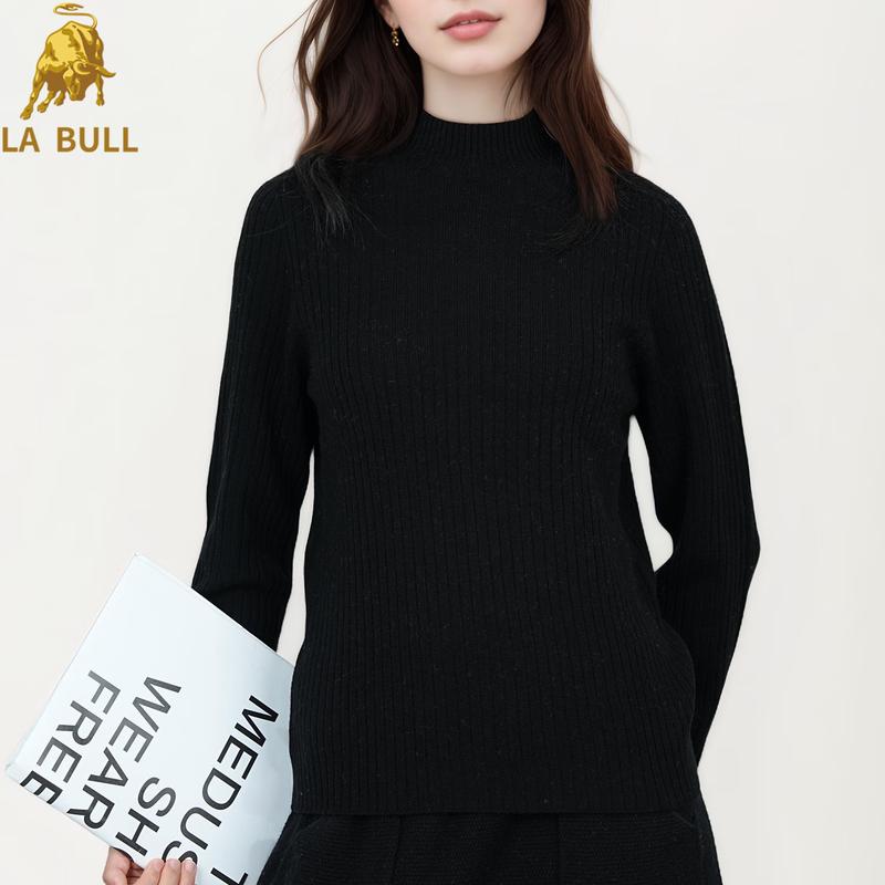

LA BULL Women s Ribbed Mock Neck Knit Sweater M