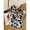 Summer New Chinese Lace Embroidered Hollow Stand-up Collar Neck Vest Women's Design Sense Slim and Thin Sleeveless Top