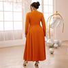 Women S High Waist Beaded Hollow Out Half Turtleneck Long Sleeve Dress