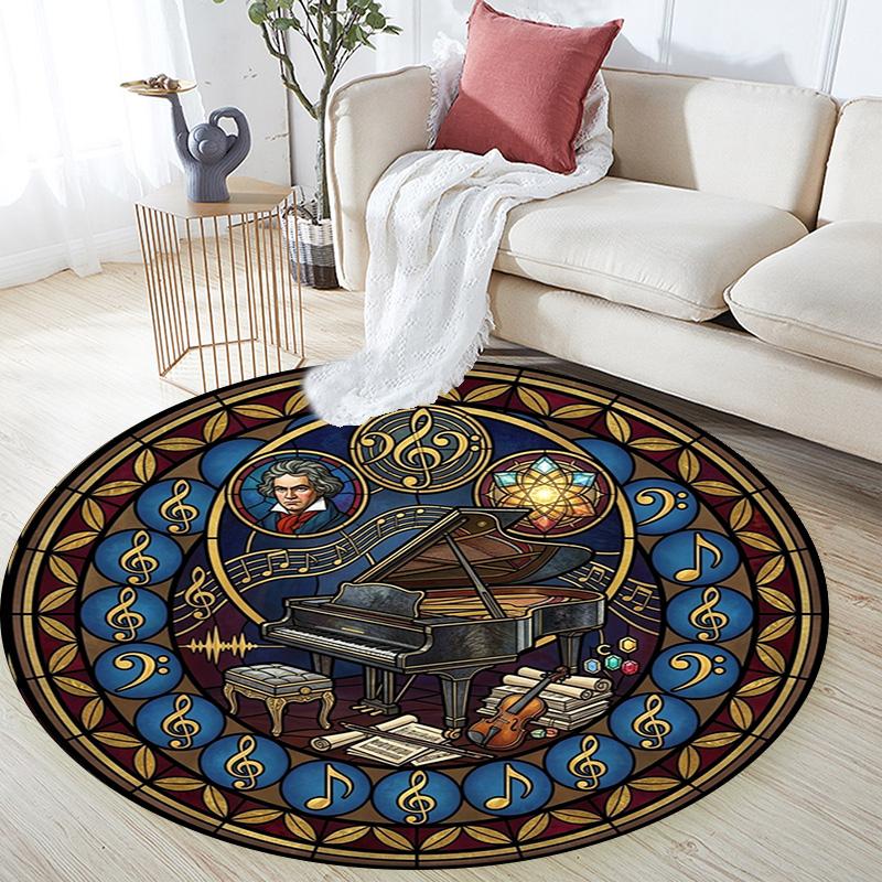 Harmonious Musical Harmony Round Area Rug Under Office Chairs Bedroom Living Room Home Decor