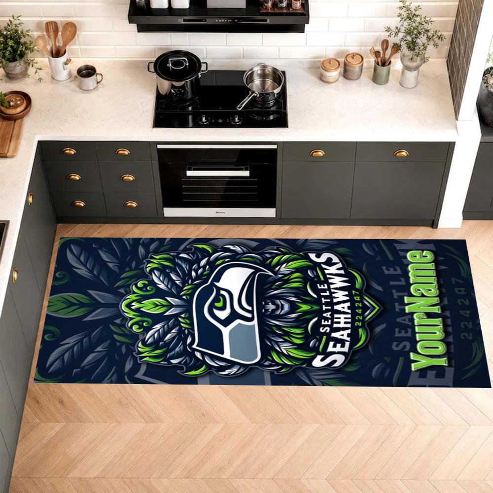 Seattle Seahawks Customize Your Name Kitchen Rug Runner Rug Laundry Mat Hallway Entryway The Best Gift Choice
