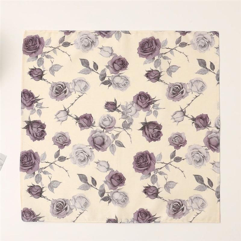 1Pc 34x34cm Thin Cotton Retro Flower Printed Women Pocket Handkerchief Scarf Absorbent Wipe Sweat Towel