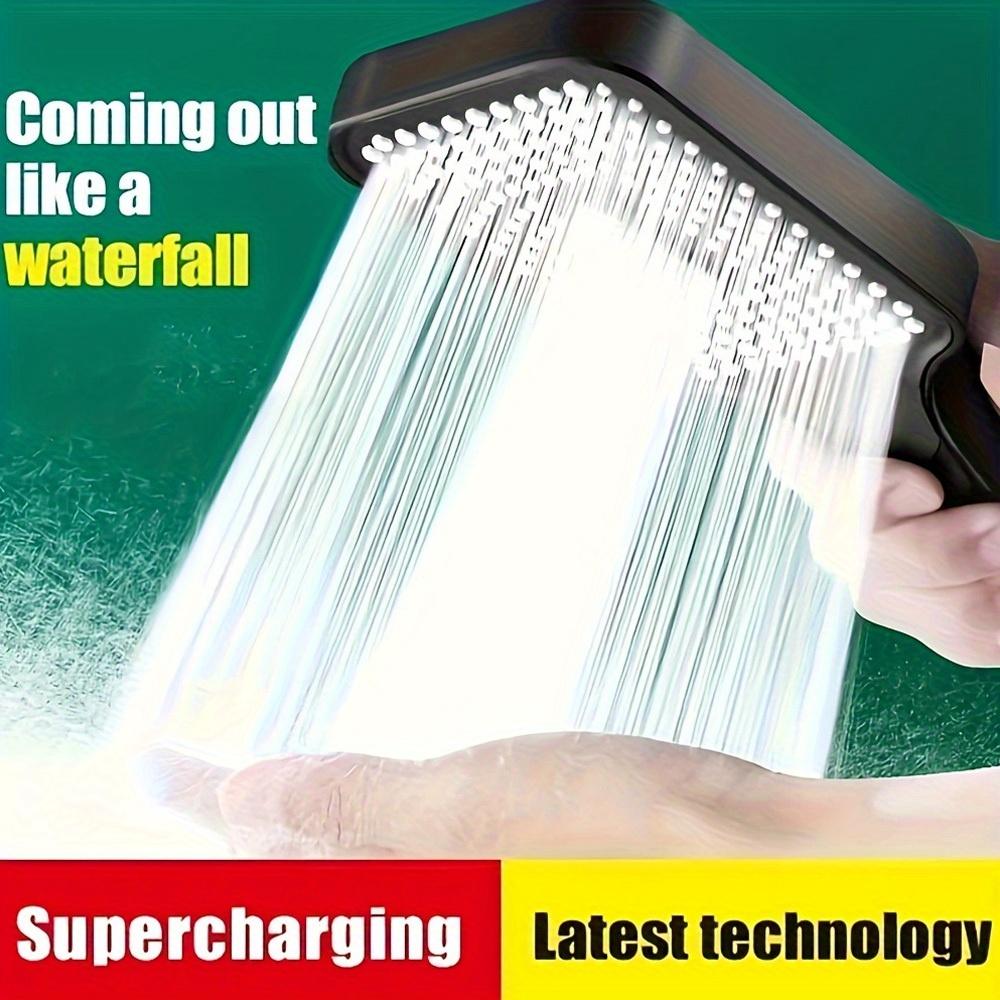 Square 3-Function High Pressure Shower Head Handheld Water Spray for Powerful Bathing and Shower