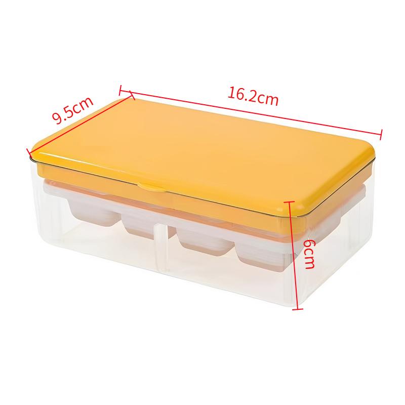 

§Press-down Ice Cube Tray For Home Refrigerators Kitchen Ice Storage Box With Lid Ice Maker Mold жовтий