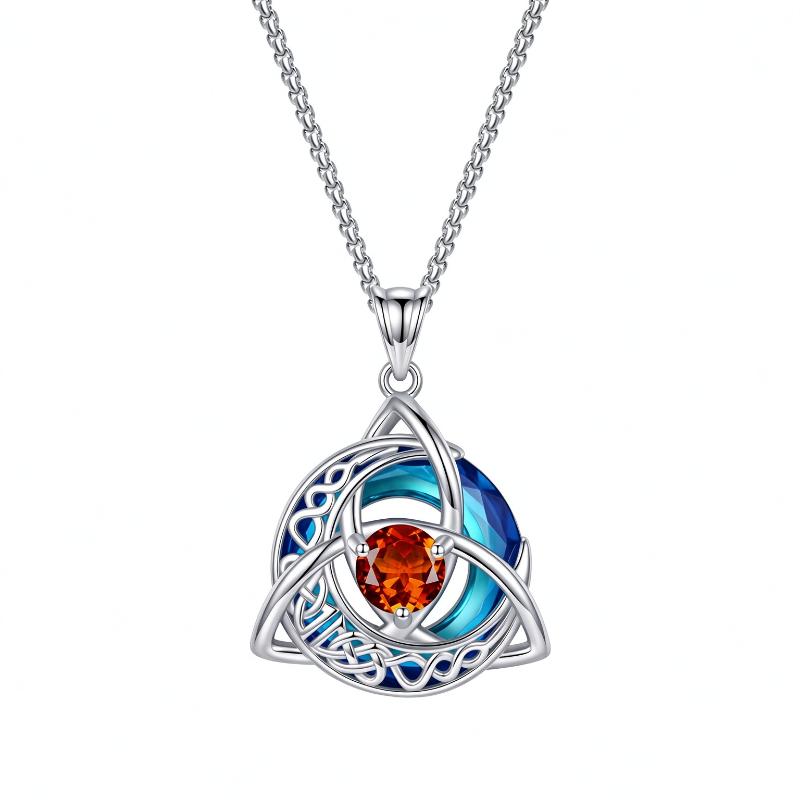 12 Birthstone Knot Pendant Necklace Triquetra Knot Colorful Gemstone Jewelry Gift For Women Irish Jewelry Accessories