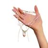 Fashion sweet pink strawberry bow necklace light luxury retro girlish temperament stacked neck chain collarbone chain