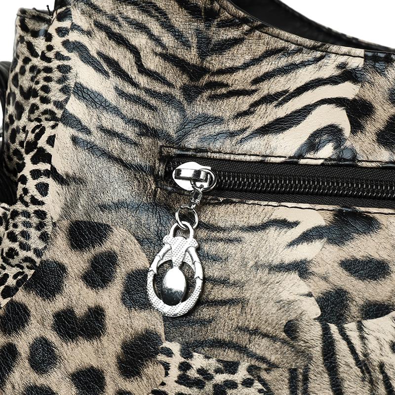 Dámská nákupní taška s leopardím potiskem Velkokapacitní PU taška přes rameno