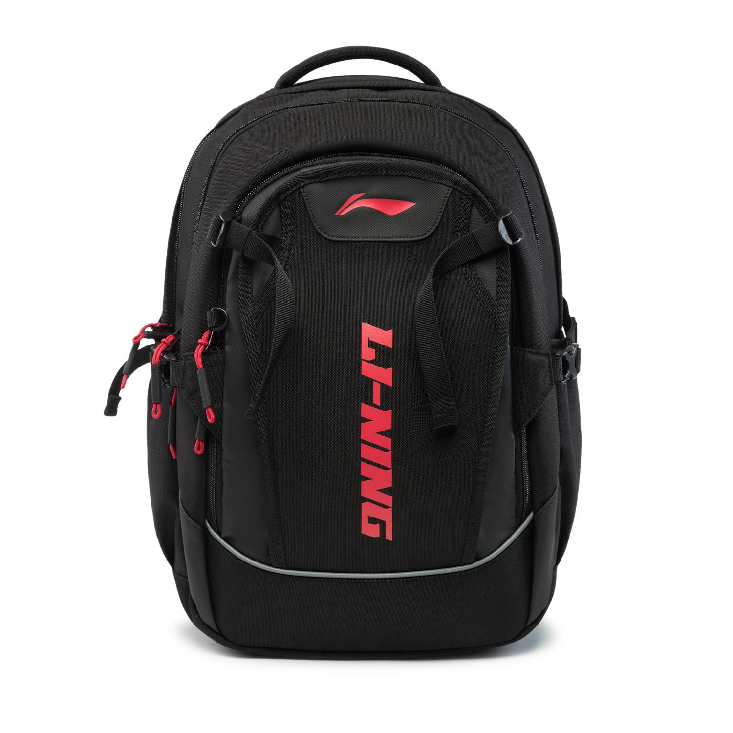 Li Ning Kids Sports Lifestyle Series Brand Logo Fashion Trend Polyester Childrens Backpack Kids backpack Black YBSU069-1 Black