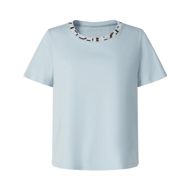 JOOZE ANNA & CO Beaded Cotton T-shirt XL светло-синий