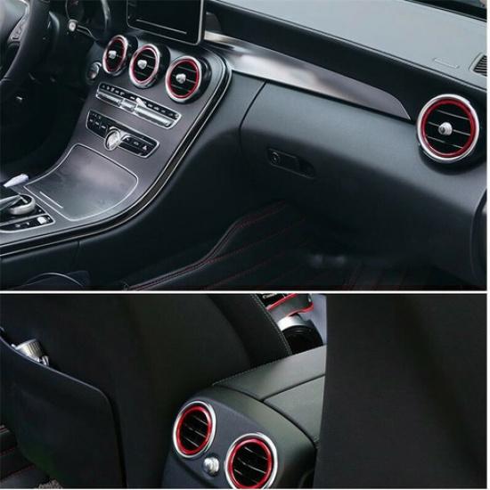 7pcs Red Air Vent Outlet Ring Cover Trim for Mercedes Benz C Class W205 15-18 LB