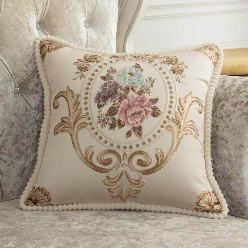 45x45cm Home Living Room Sofa Cushion Retro Embroidered Square Pillow Cover Zipper Detachable Car Lumbar Support Thicken Soft and Comfortable Mat