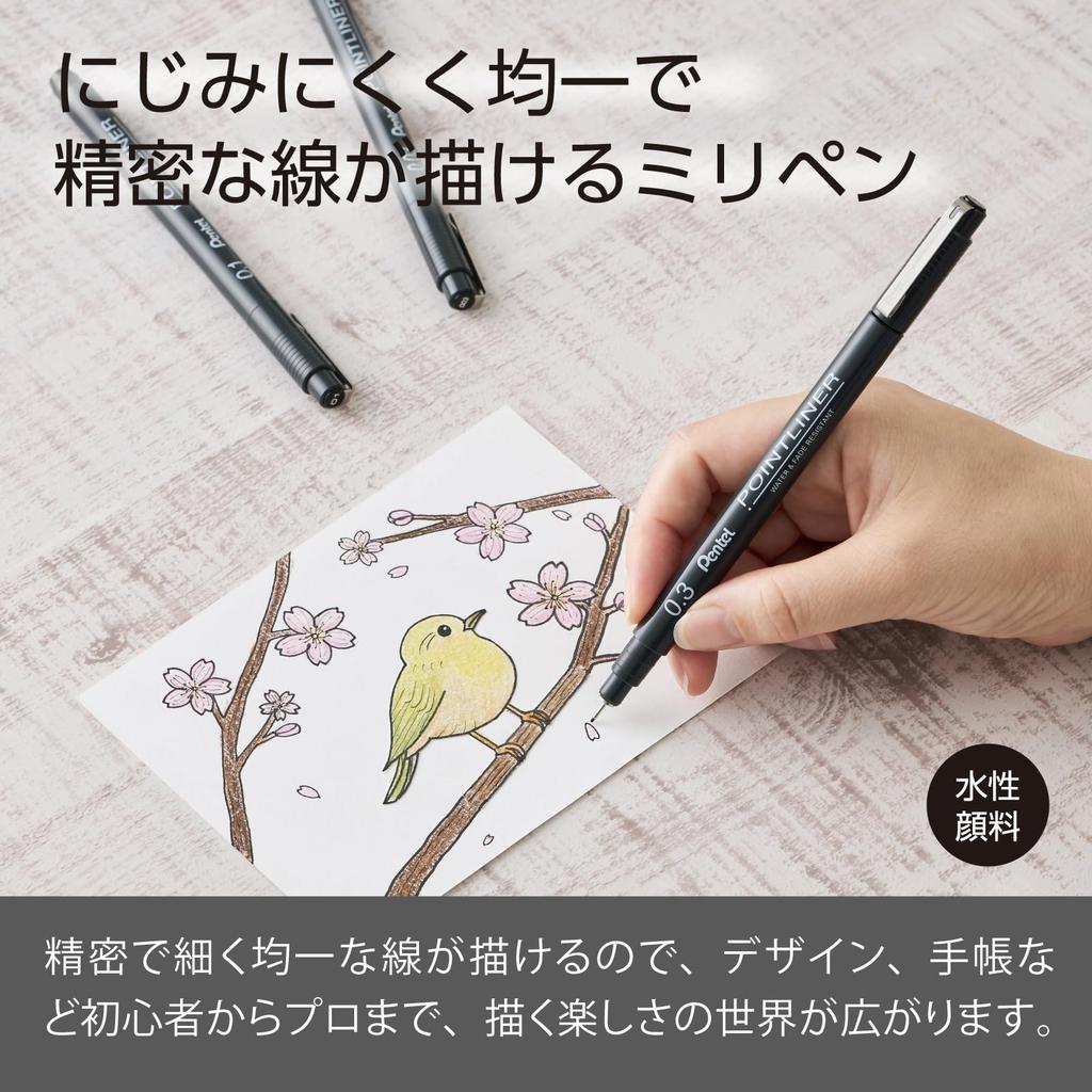 PENTEL Point Liner 10 Water-Based Pen, 0.3mm, Black, Pens, S20P-3AD(10)