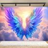 1pc 3D Angel Wings Wall Hang - Vibrant Multi-color Polyester Decoration Suitable for Weddings Birthdays and Party Events