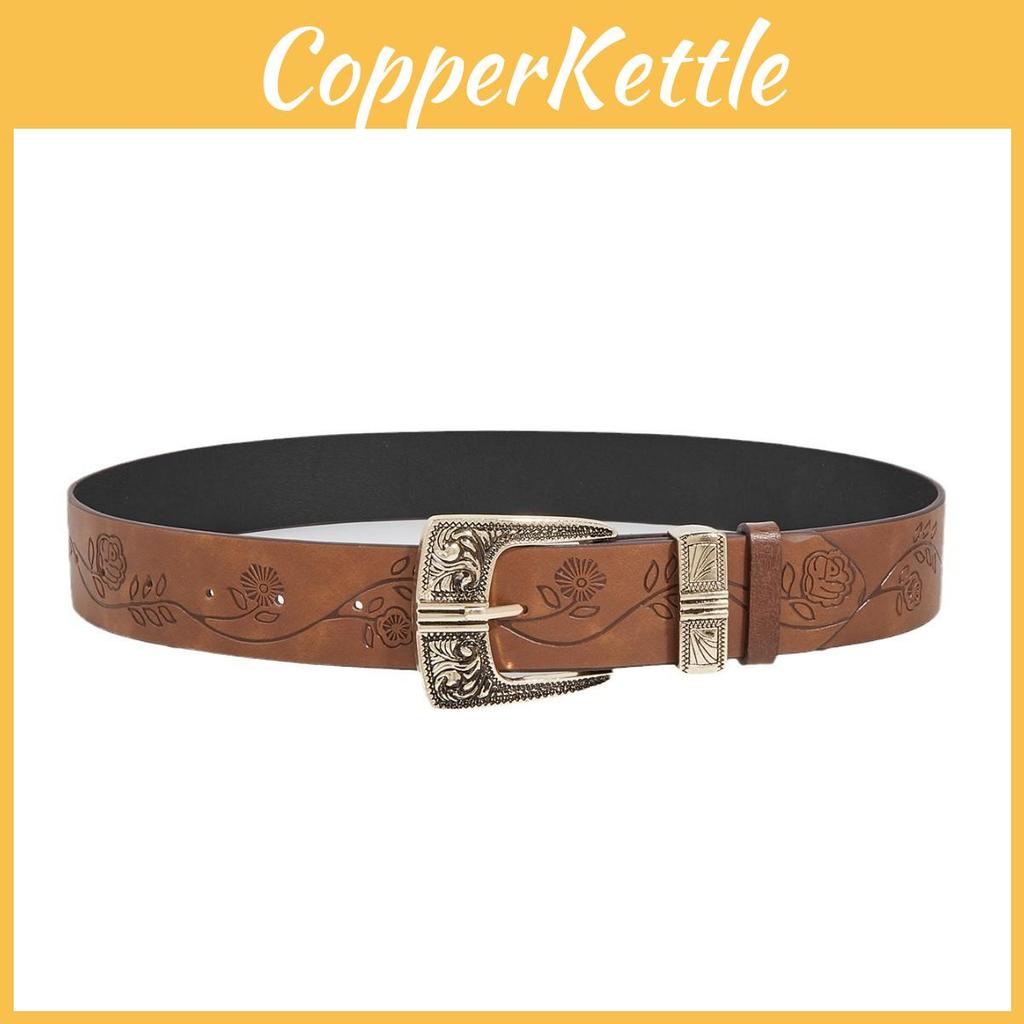 Fashion Flower Pattern Metal Buckle Decoration Women Casual Belt For Unisex Fashion