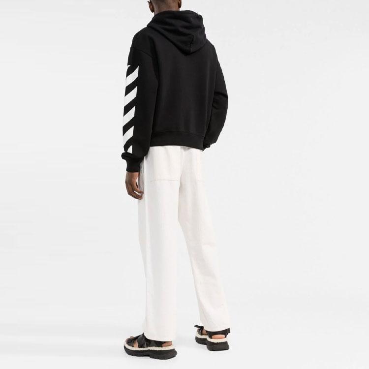 Off-White SS22 Sleeve White Stripe Pullover Ordinary Version Black Men's OMBB037C99FLE0011001