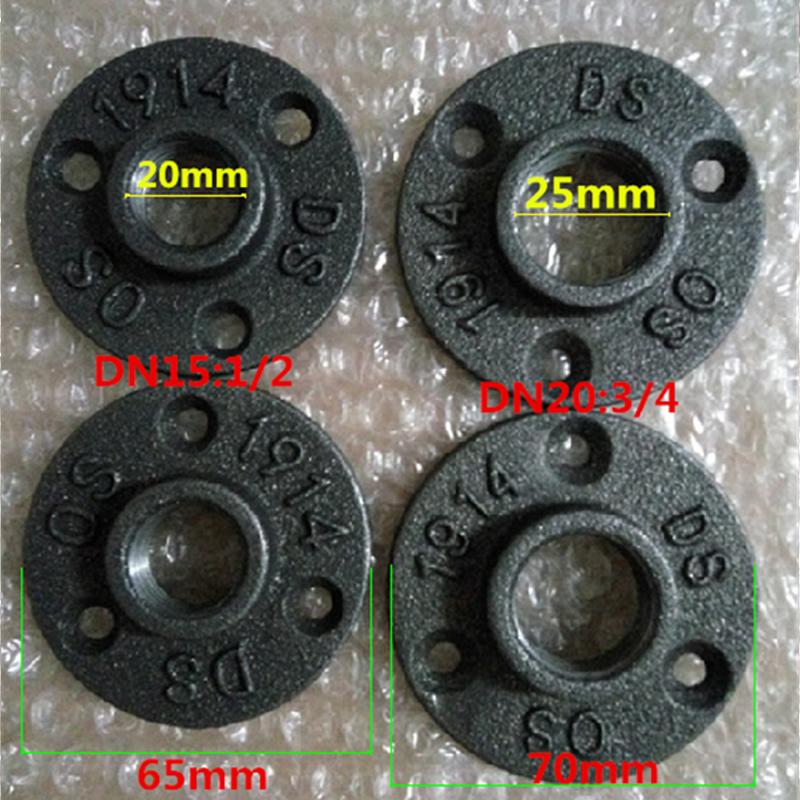 6ks armatury pro železné trubky Nástěnná montáž na podlahu starožitné DN15 DN20 Přírubový kus Hardware Nástroj litinové příruby