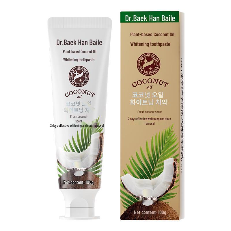 Korean Botanical Coconut Oil Whitening Toothpaste - Fresh Coconut Scent for Brightening Teeth and Fresh Breath