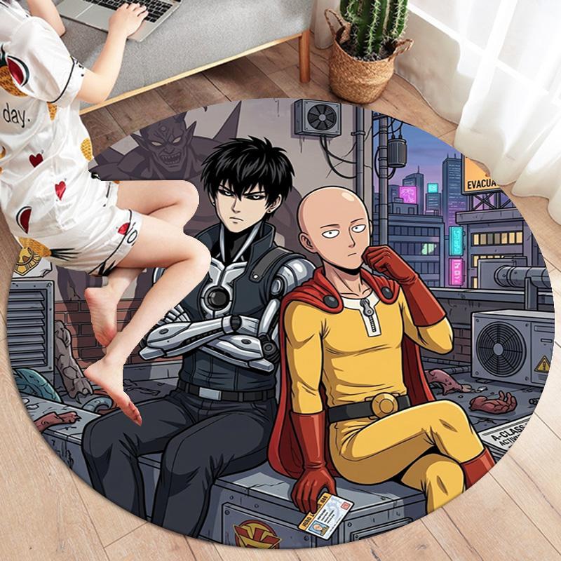 Onepunch Man Round Area Rug Carpet Rug For Living Room Bedroom Sofa Playroom Decor Nonslip Floor Mat