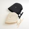 Ribbon Women Striped Fisherman Hat Wide Brim Foldable Summer Sun Hat Sun Protection Solid Color Sunshade Hat