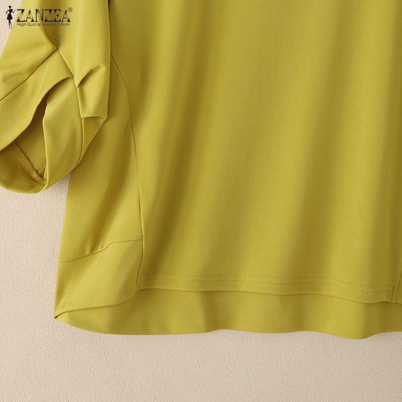 ZANZEA Women Casual Round Neck Solid Color 3/4 Sleeve Loose T-Shirts