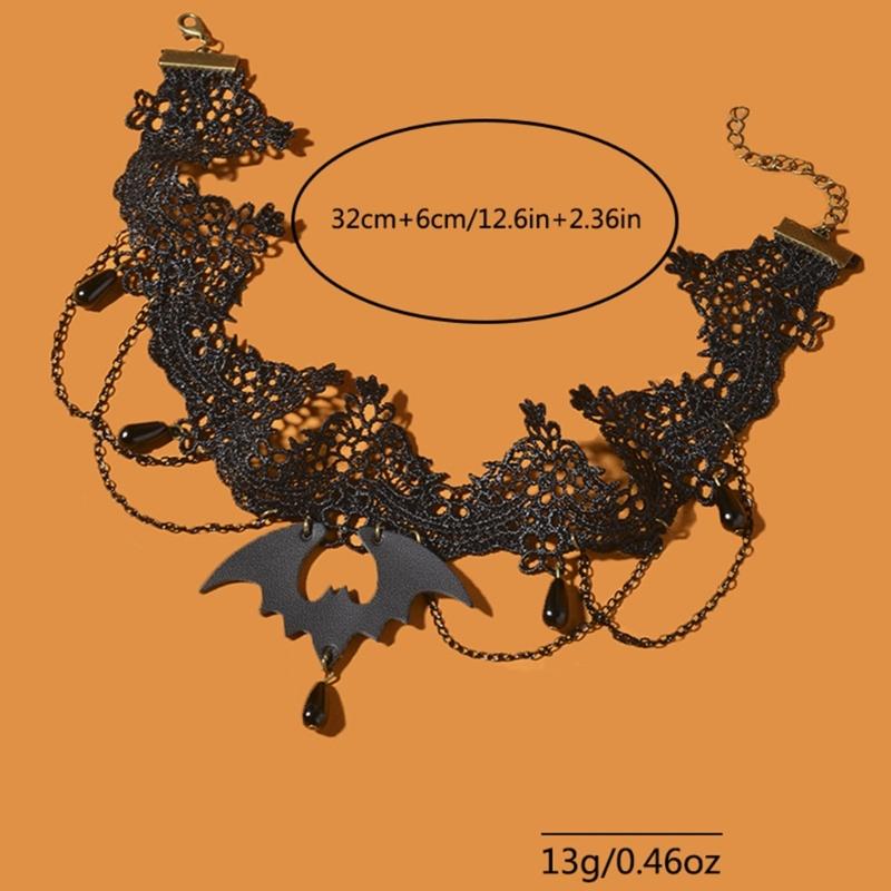Gothic Lace Choker Bat Flower Specter Necklace Creativity Gorgeous Punk Jewelry Fashion Party Women Halloween Gift