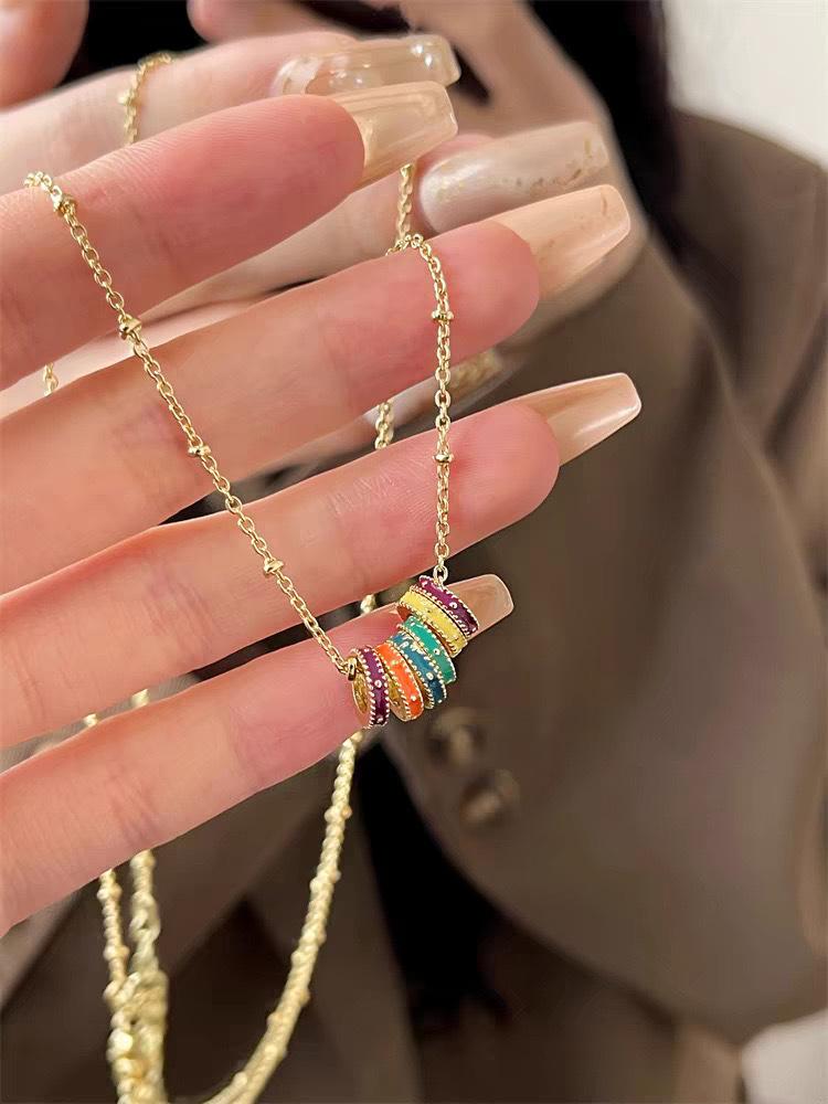 

Macaron Collection Gold Enamel Four-Leaf and Five-Leaf Clover Drop Geometric Hoop Earrings and Necklace - Mother s Day Gift