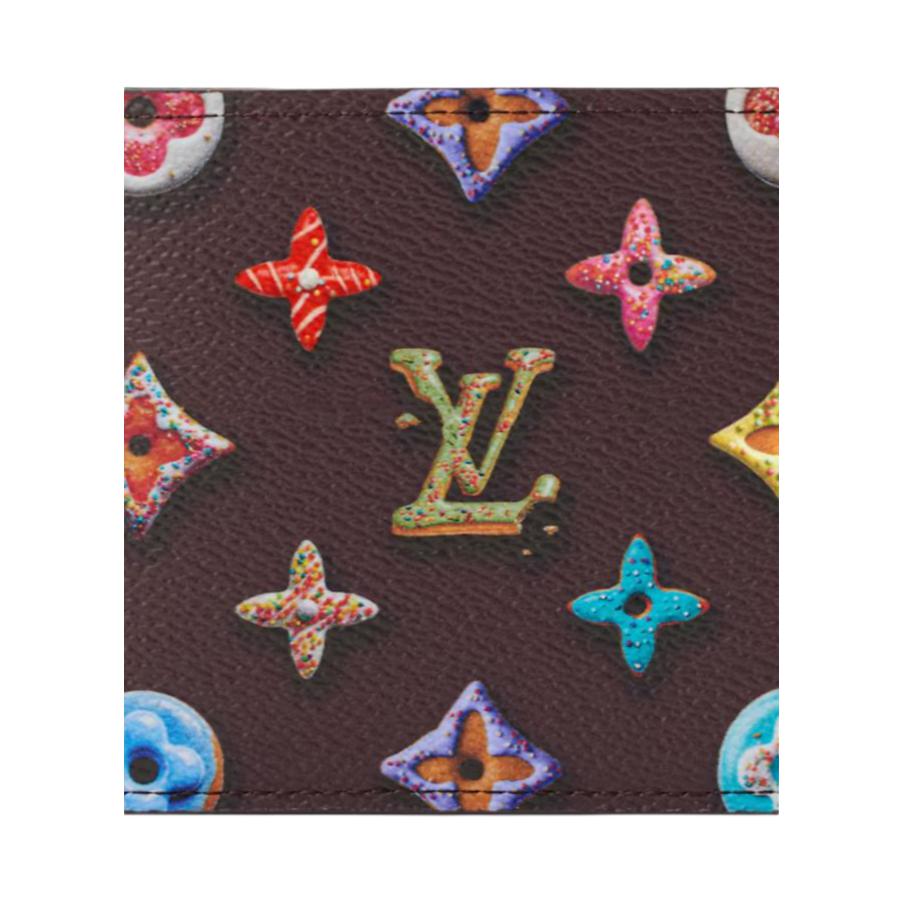 Louis Vuitton Carteira Masculina de Lona Revestida com Monogramas Finos Donuts Cor Chocolate M28283