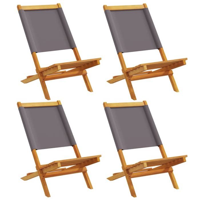 VidaXL Folding Garden Chairs Set of 4 Fabric and Solid Wood, Garden Seat, Patio Chair, Dining Chair of 3214640