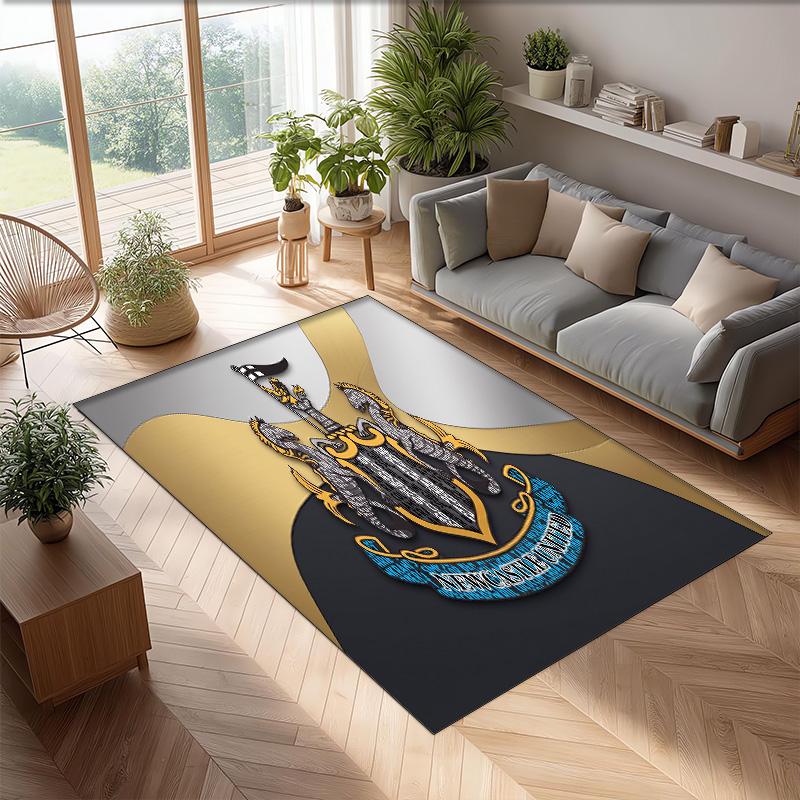 Tappeto in Velluto di Cristallo con Stampa di Calcio del Newcastle United, Comodo Assorbente d'Acqua Antiscivolo Tappeto per Pavimento Interno