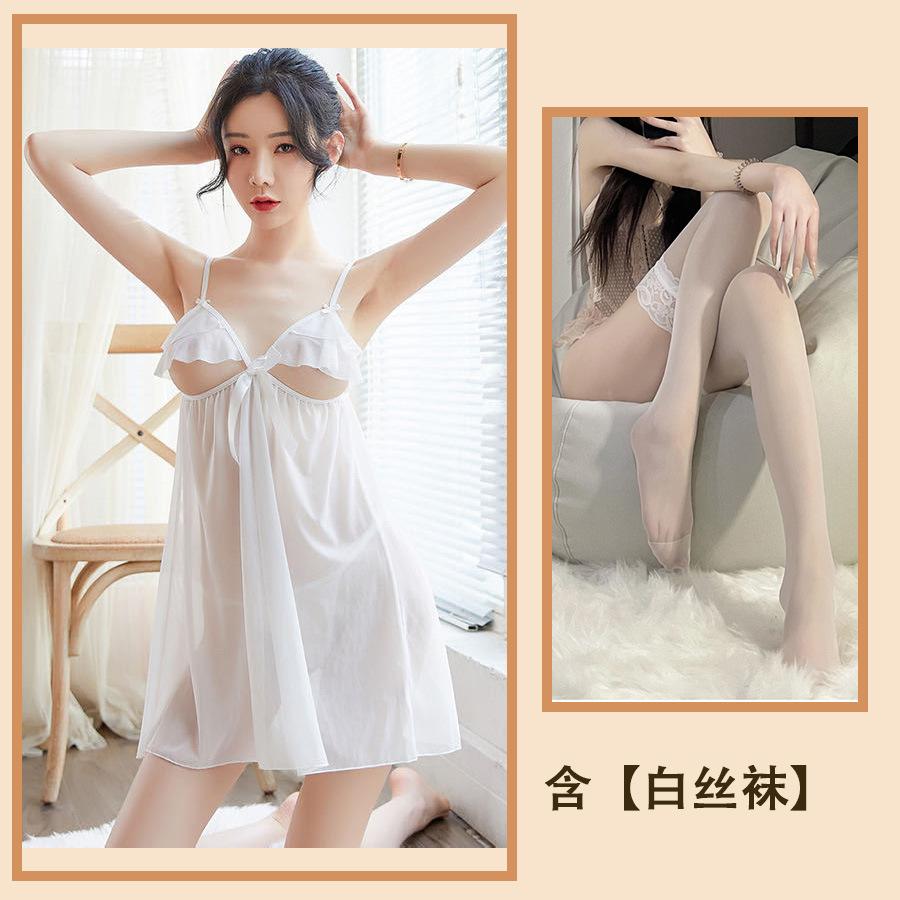 Sexy Unterwäsche, sexy Spitzen-Netz-Strapsgürtel, durchsichtiges Nachthemd, transparente Schlafkleidung, Tüll-Milch-Loungewear