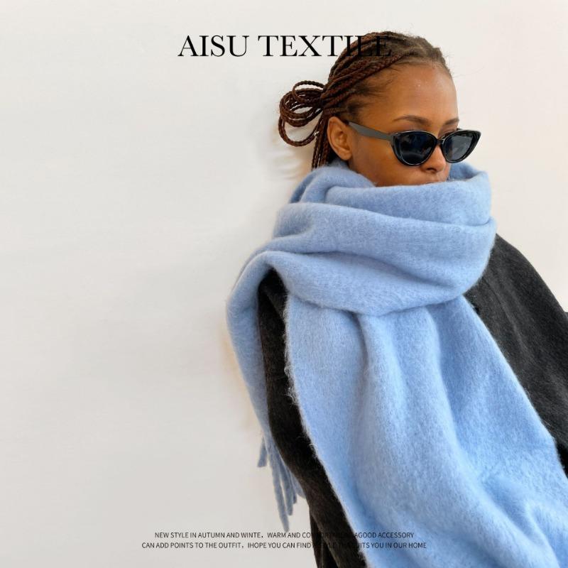 New mohair scarf vacuum packaging women's solid color scarf warm shawl