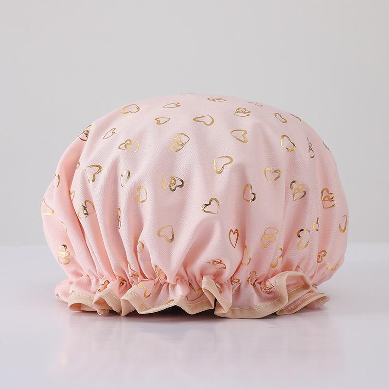 Shower Cap Waterproof Hair Cap Hot Gold Printed Polyester Cotton Shower Cap Bath Lady