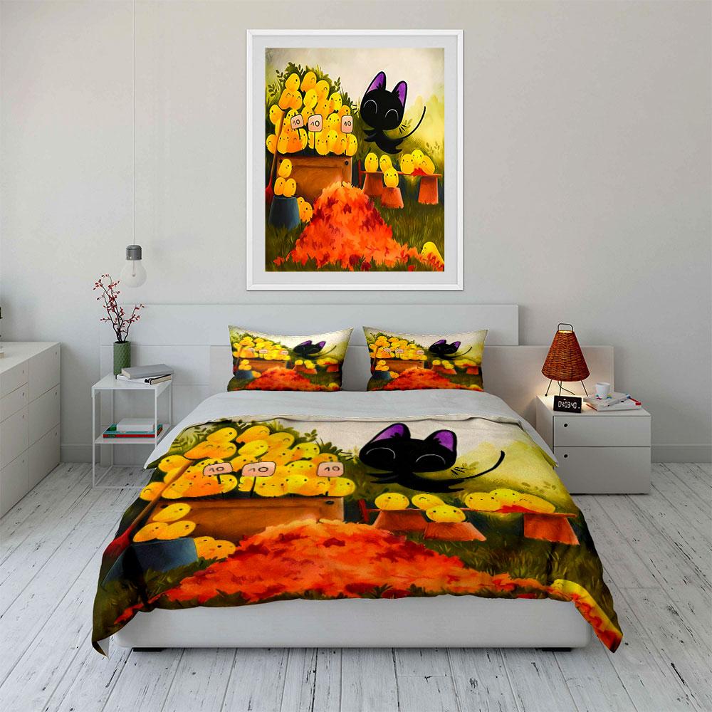 Autumn Playful Decor Set Soft Comfortable Duvet Cover Bedding Set Included 1*Duvet Cover & 2*Pillowcases, Gift