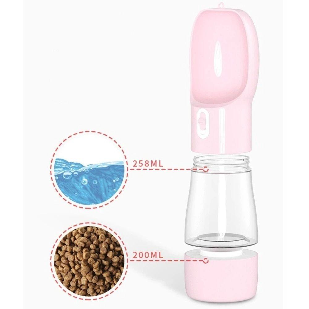 Pet Supplies 2-in-1 Pet Water Bottle Portable Leakproof Outdoor Dog Cup Plastic Pet Food Feeder Travel