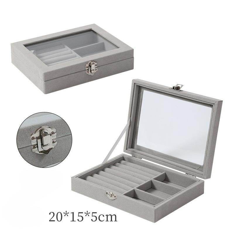 Premium Large Capacity Jewelry Box Flannel Jewelry Box Ring Necklace Jewelry Earrings Storage Box