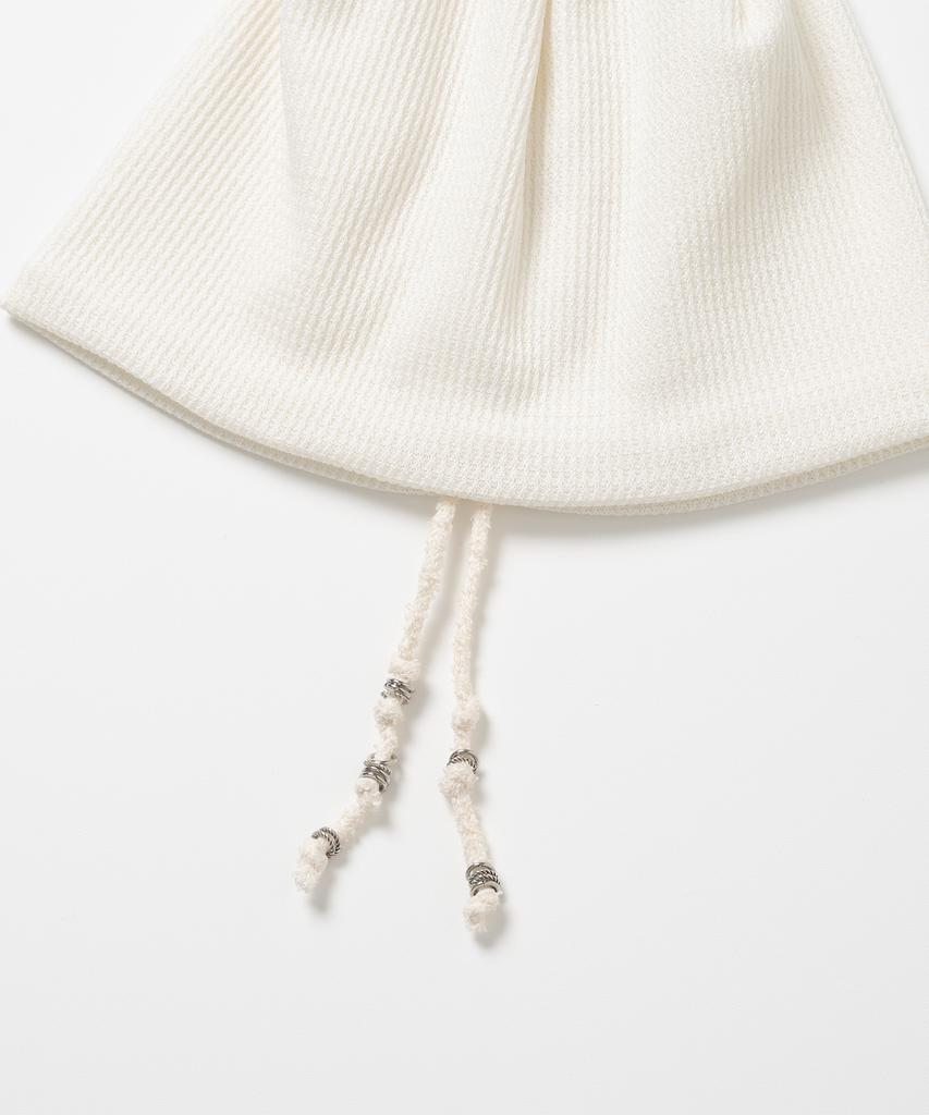 MILLO WOMEN Waffle String Beanie [Ivory]