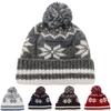 New Style Classic Snow Flake Jacquard Winter Hats Winter Warm Pompoms Beanie For Women Solid Color Winter Knitted Hat