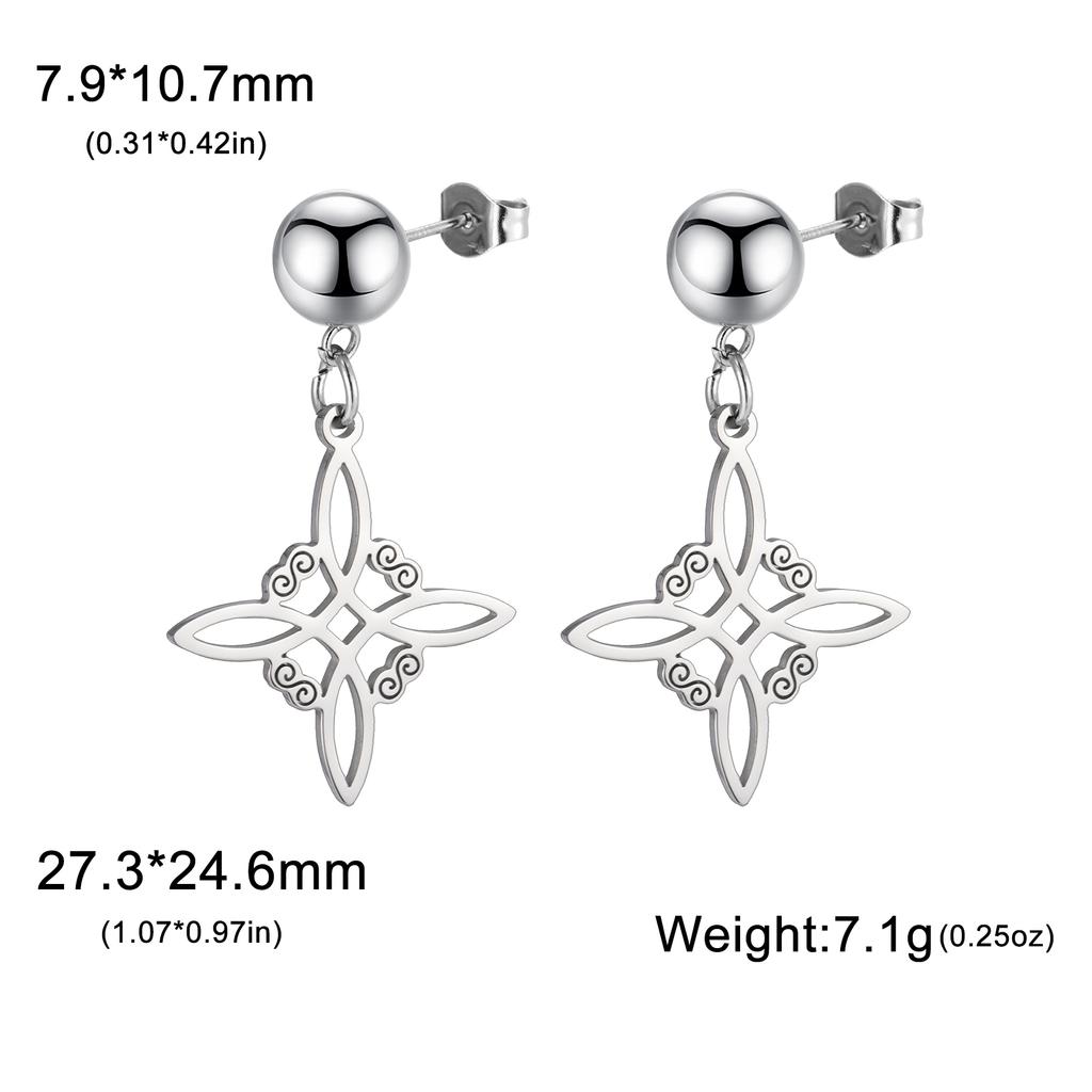LIKGREAT Stainless Steel Witches Knot Stud Earrings for Women Irish Lucky Celtics Knot Amulet Earring Jewelry Gifts Wholesale