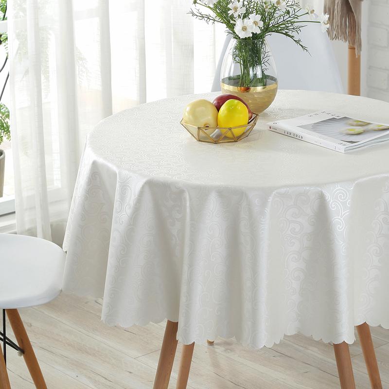 European Style Fabric Wedding Pad Round Household Printed Waterproof Desk Cloth Solid Color Hanging Non Washable Tablecloth