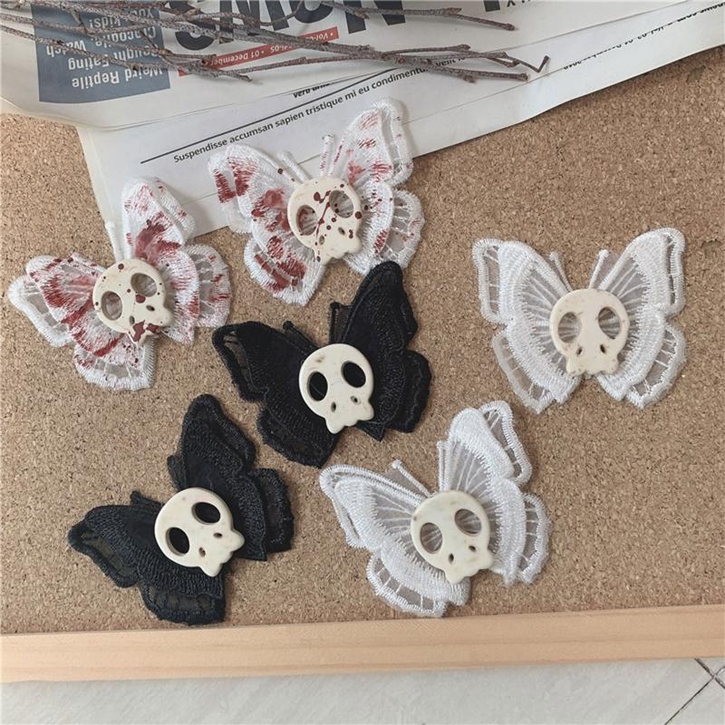 Punk Skeleton for Butterfly Decor Hair Scrunchies Elastic Hair Clips Lolita Ponytail Holder Festival Women Hair Supplies
